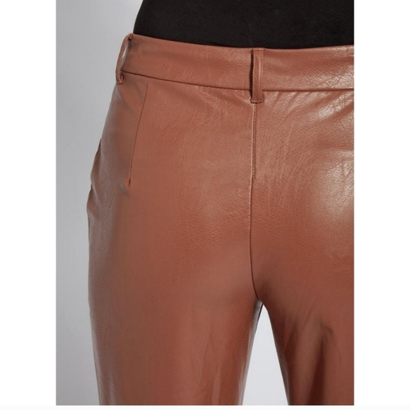 Like NEW!! Lyssé Veva Cropped Vegan Leather Pants Brown Size XS - Picture 10 of 16